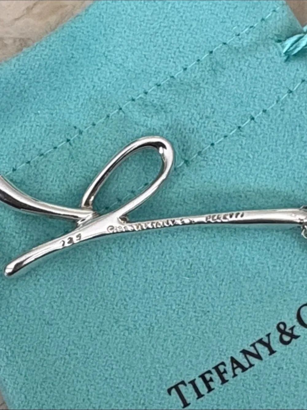 Tiffany & Co. Elsa Peretti Rare Sterling Silver “K” Initial Pendant 30” Necklace - Picture 6 of 12
